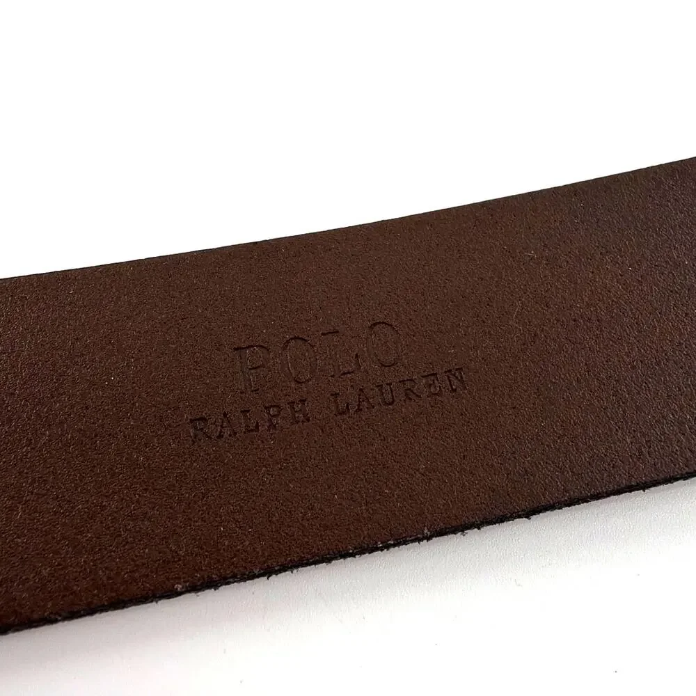 Polo Ralph Lauren Pony Plaque Leather Belt Dark Brown Size 34
